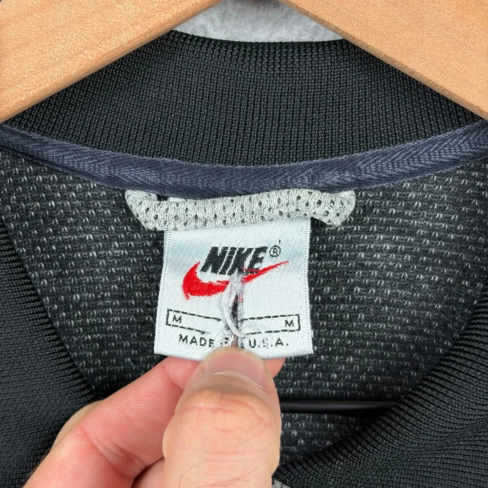 Vintage 90s Nike Polo Shirt Mens Medium Gray 1/4 Zip Perforated Oversized USA